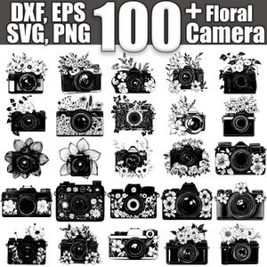 Floral Camera SVG Bundle, Set of 100, Instant Digital Download svg png dxf eps