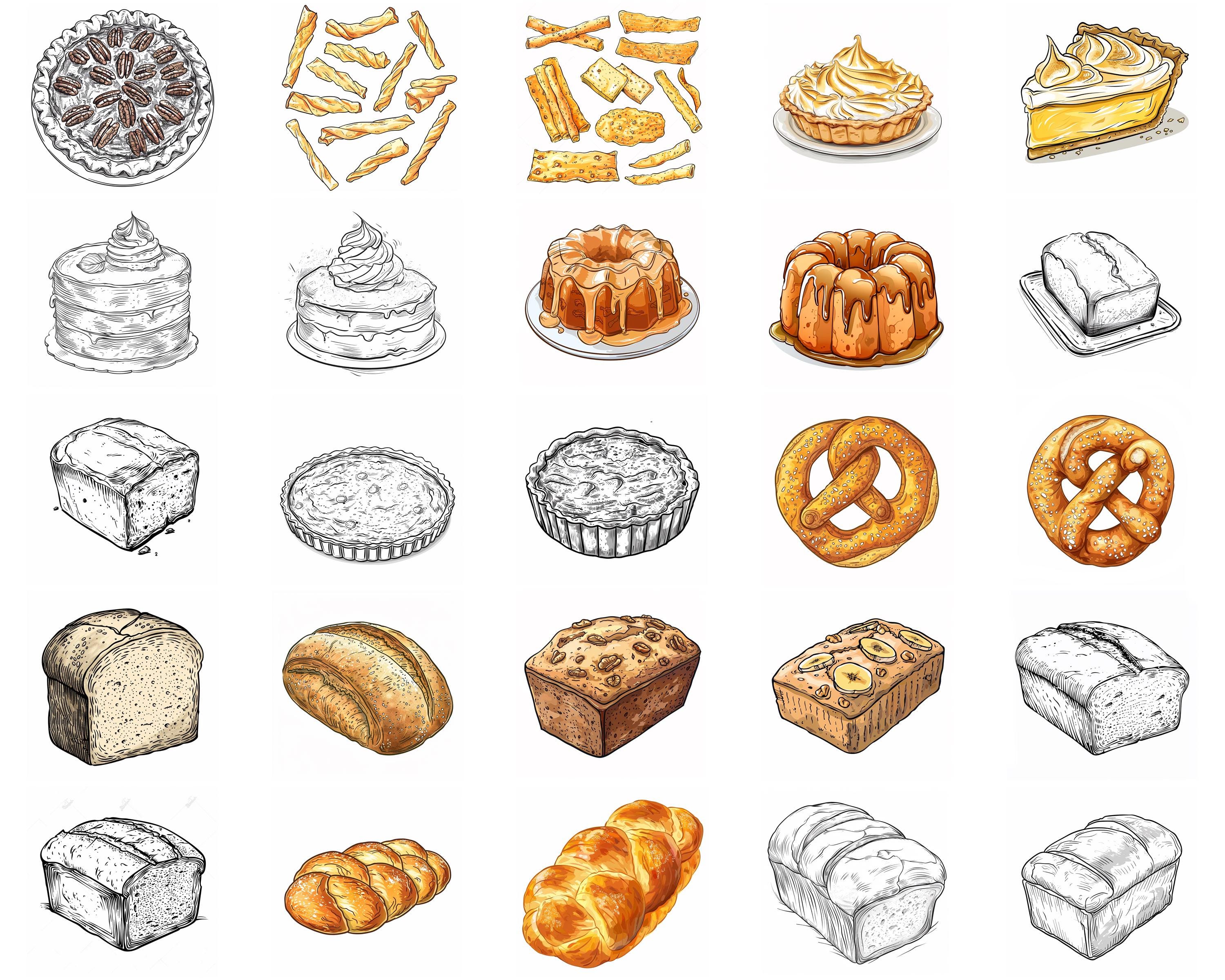 100+ Bakery Items Procreate Brush Set | Procreate Stamp Brushes ...