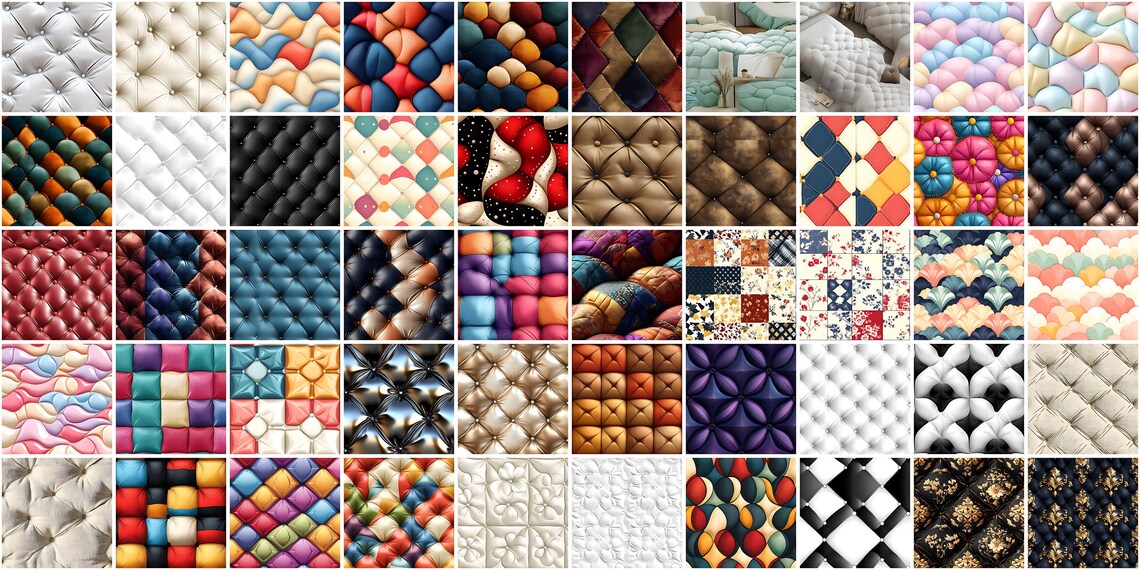 100+ Puffed Quilt Texture Procreate Brushes: Seamless Patterns (digital ...