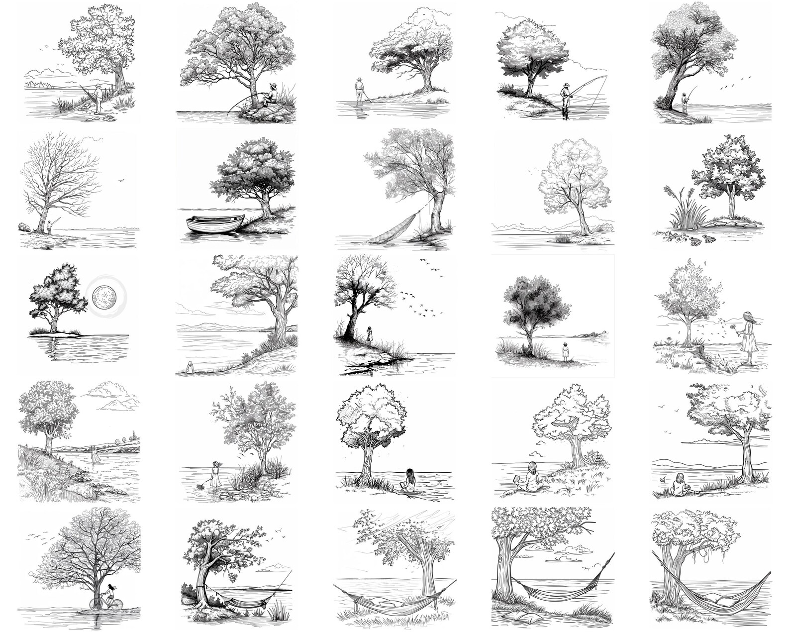 128+ Tree Lake by Nature Procreate Brush Set | Stamps for Procreate ...