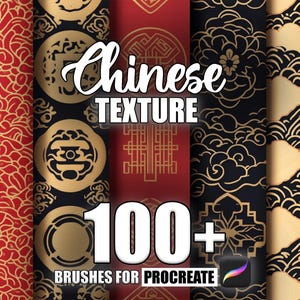 100+ Chinese Procreate Pattern brushes, Seamless Textures Procreate Brushes, Instant Download