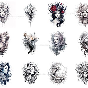 100+ Blackwork Tattoo Procreate Brush Set | Unique Tattoo Style Stamp ...