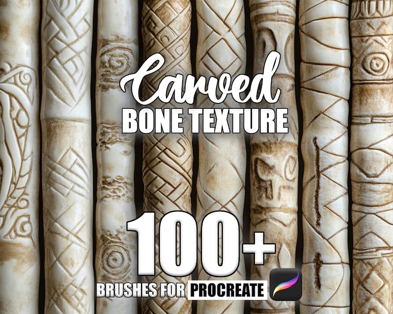 Carved Bone Procreate Brushes: Seamless Texture Patterns (instant ...