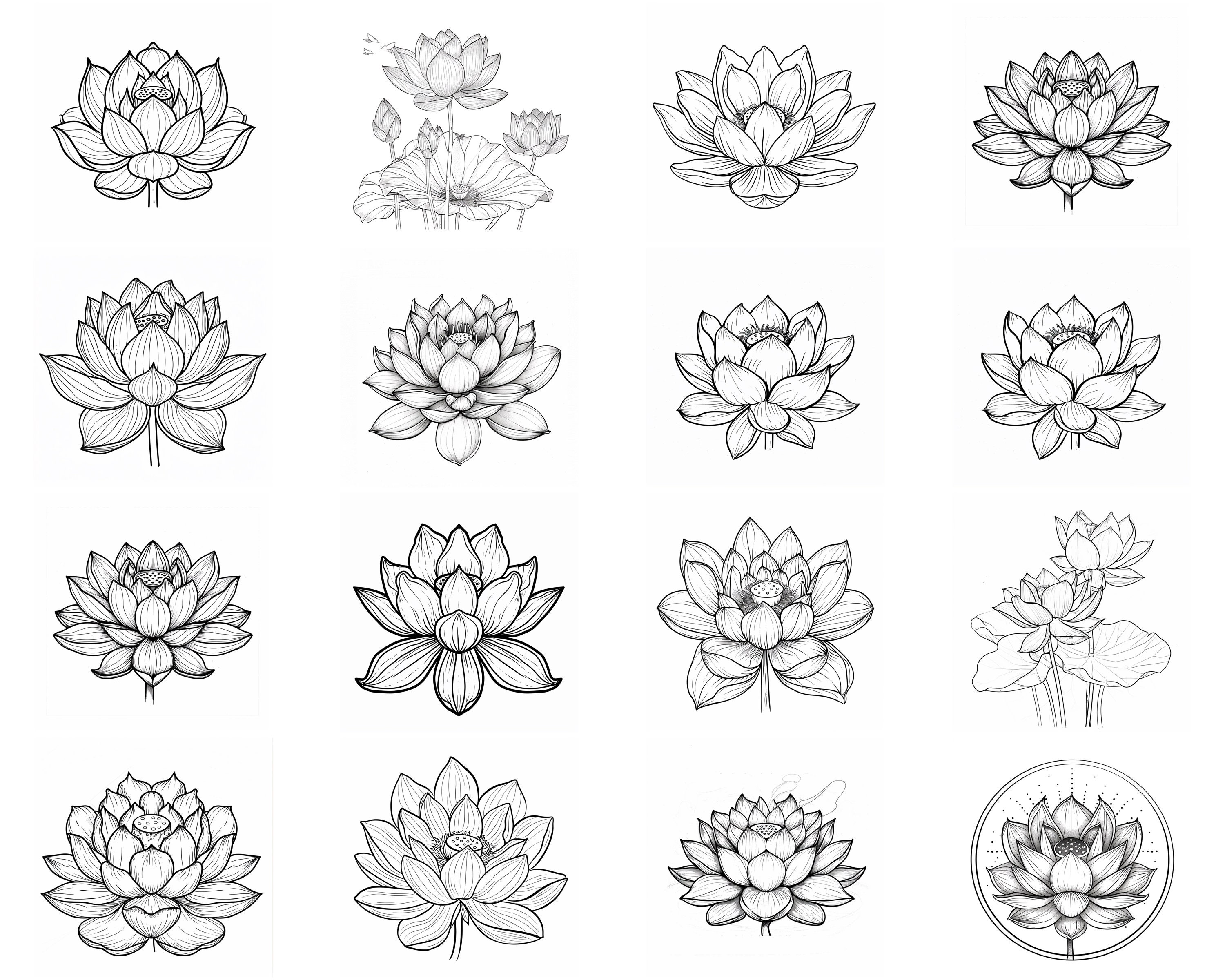 150+ Lotus Procreate Brush Set | Stamps for Procreate | Instant Digital ...