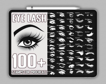 100+ Eye & Brow Procreate Stamp Brushes: Fashion Eyelash Brush Set (Digital Download)