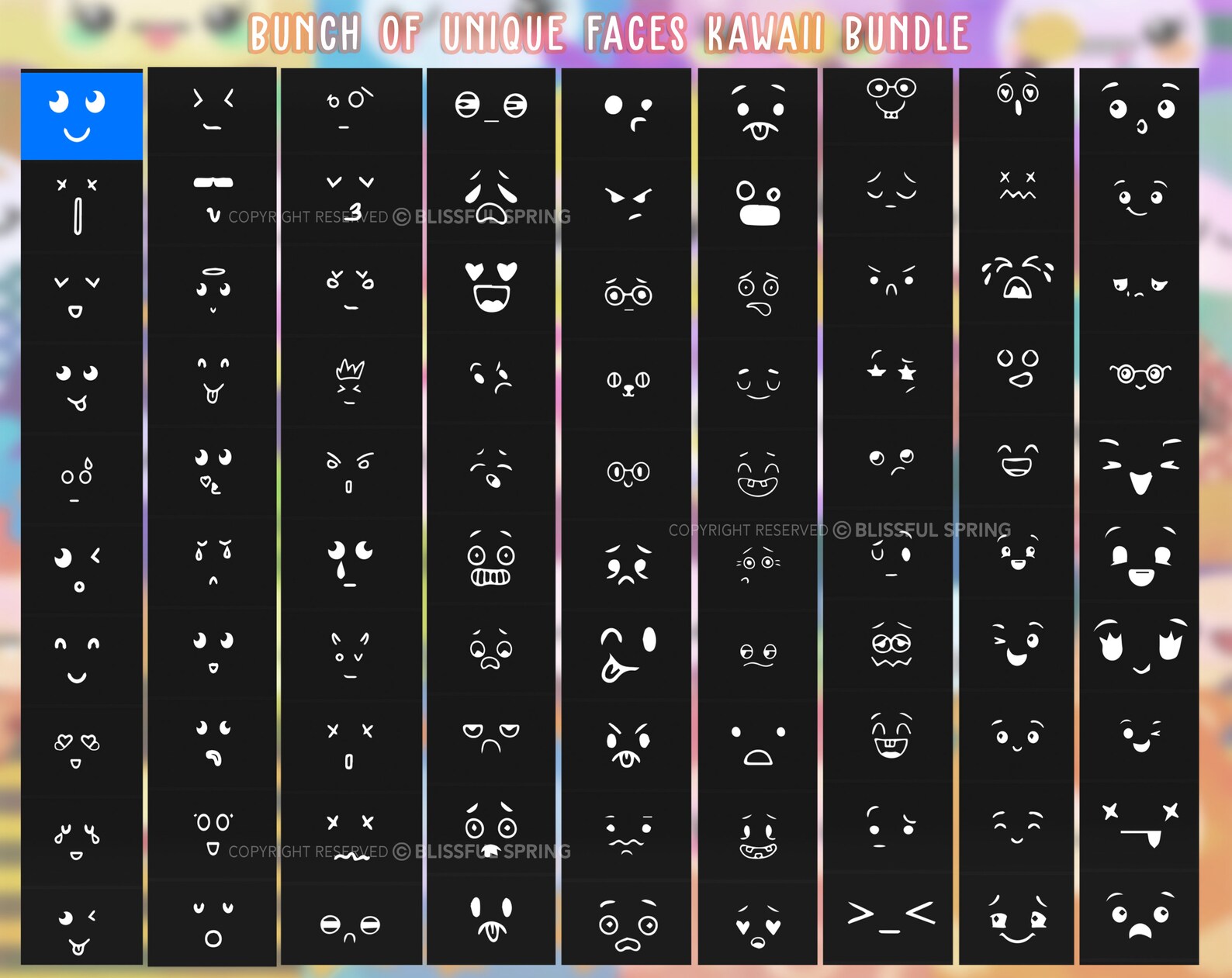 100+ Kawaii Faces Procreate Stamps, Cute Kawaii Procreate Brush Set ...