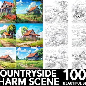100+ Countryside Charm Procreate Brushes: Unique Stamps (Digital Download)