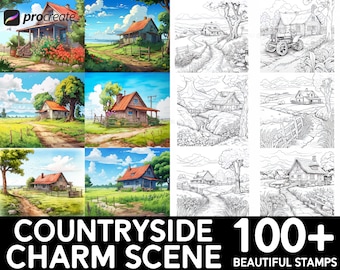 Más de 100 pinceles de Procreate con encanto campestre: sellos únicos (descarga digital)