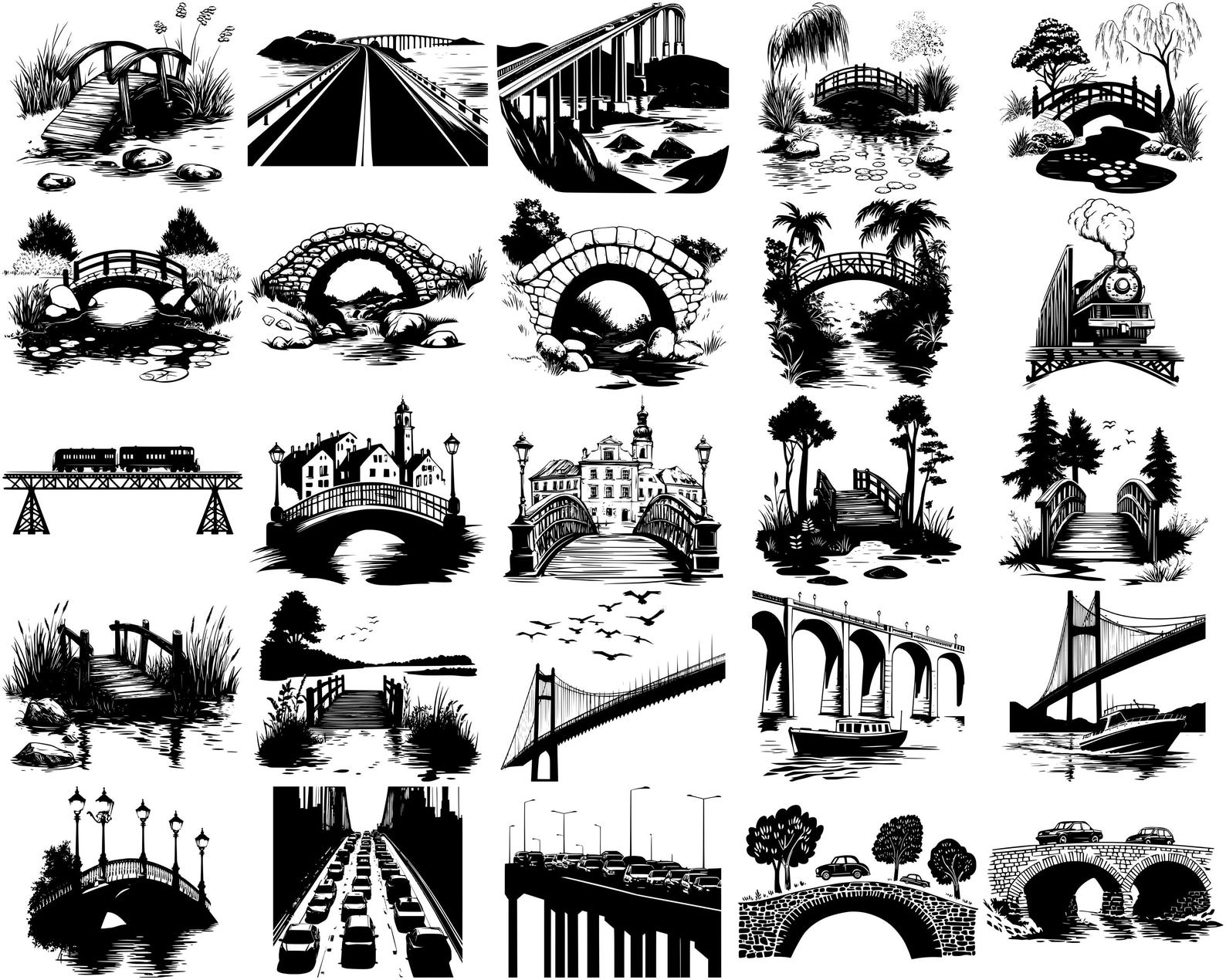 Bridge SVG Bundle, Set of 100, Instant Digital Download Svg Png Dxf Eps ...