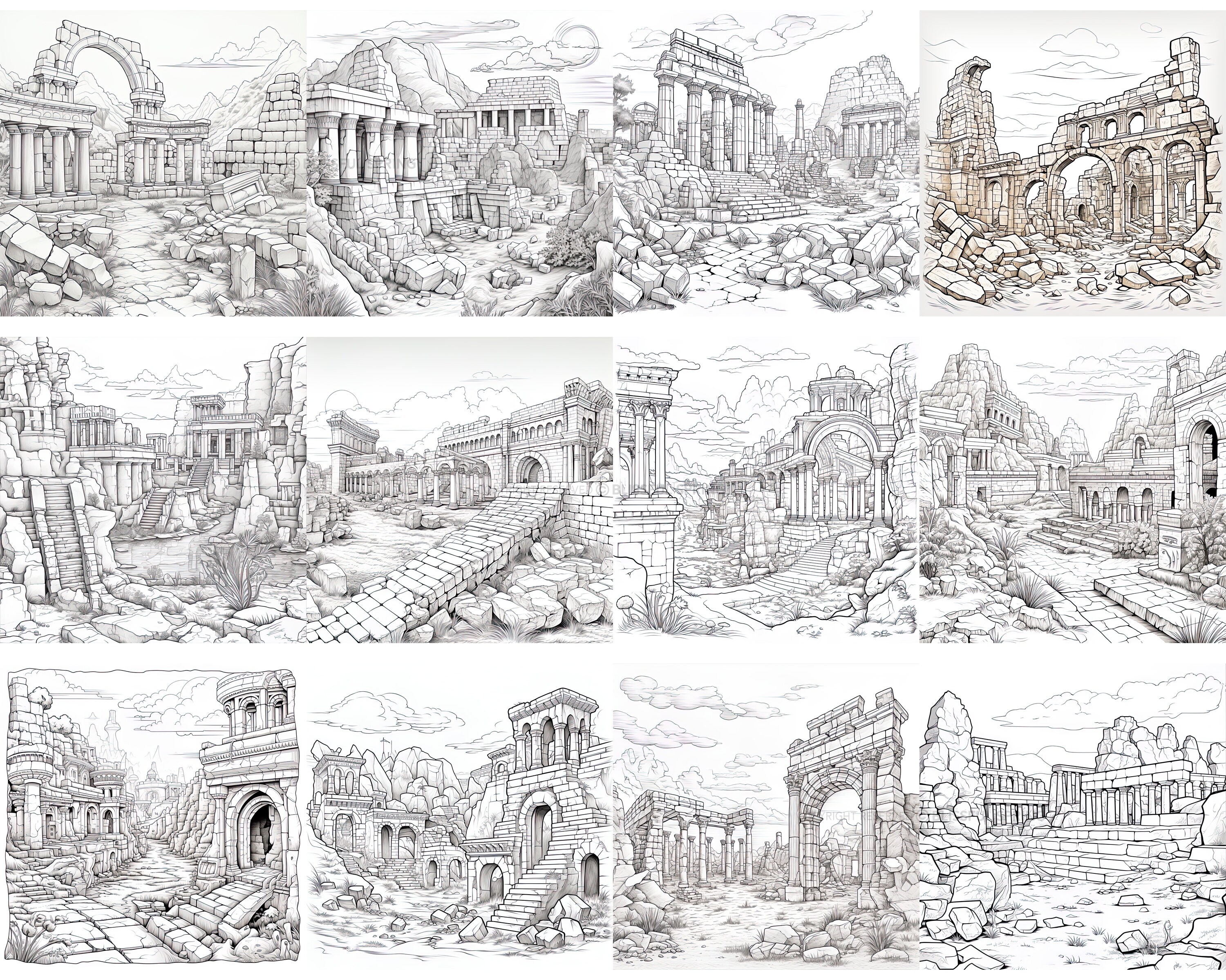 Ancient Ruins Procreate Brush Set: 100+ Unique Stamps (digital Download ...
