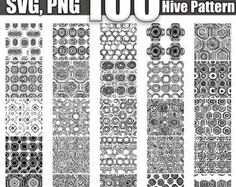 Paquete SVG de patrones sin costuras de colmena hexagonal: 100 diseños geométricos (descarga digital)