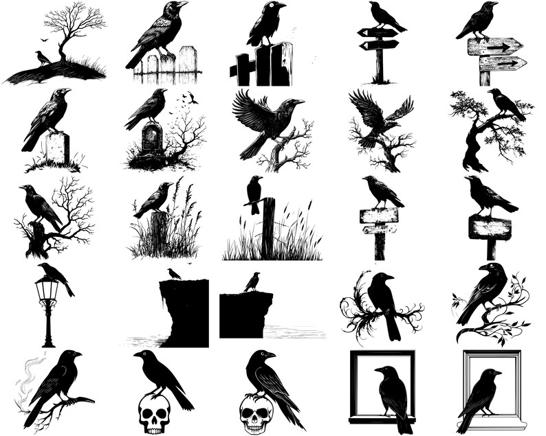 Two Crows Svg Crow SVG Bundle, Set of 100, Instant Digital Download Svg Png Dxf Eps ...