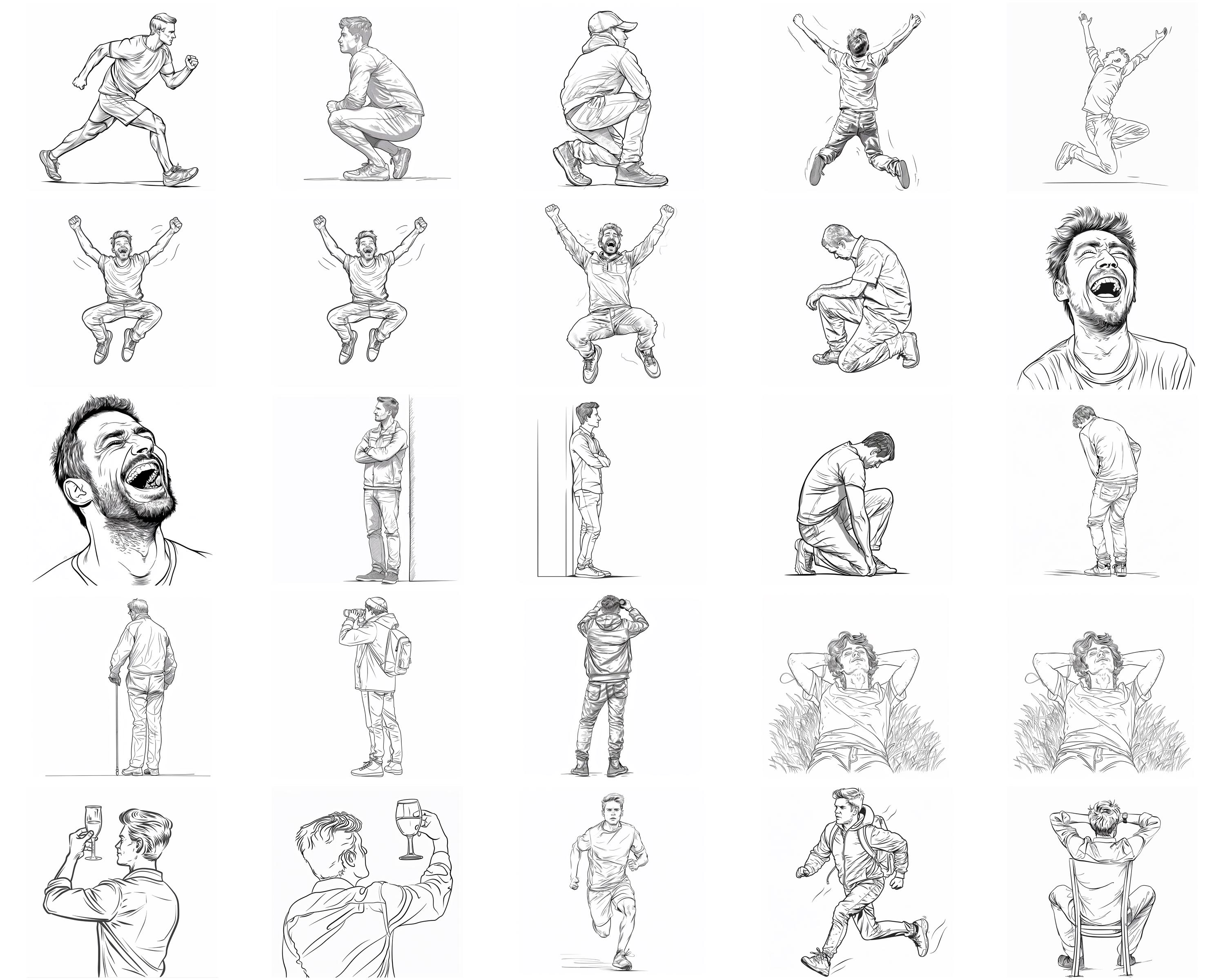 128+ Man Pose Procreate Brush Set | Stamps for Procreate | Instant ...