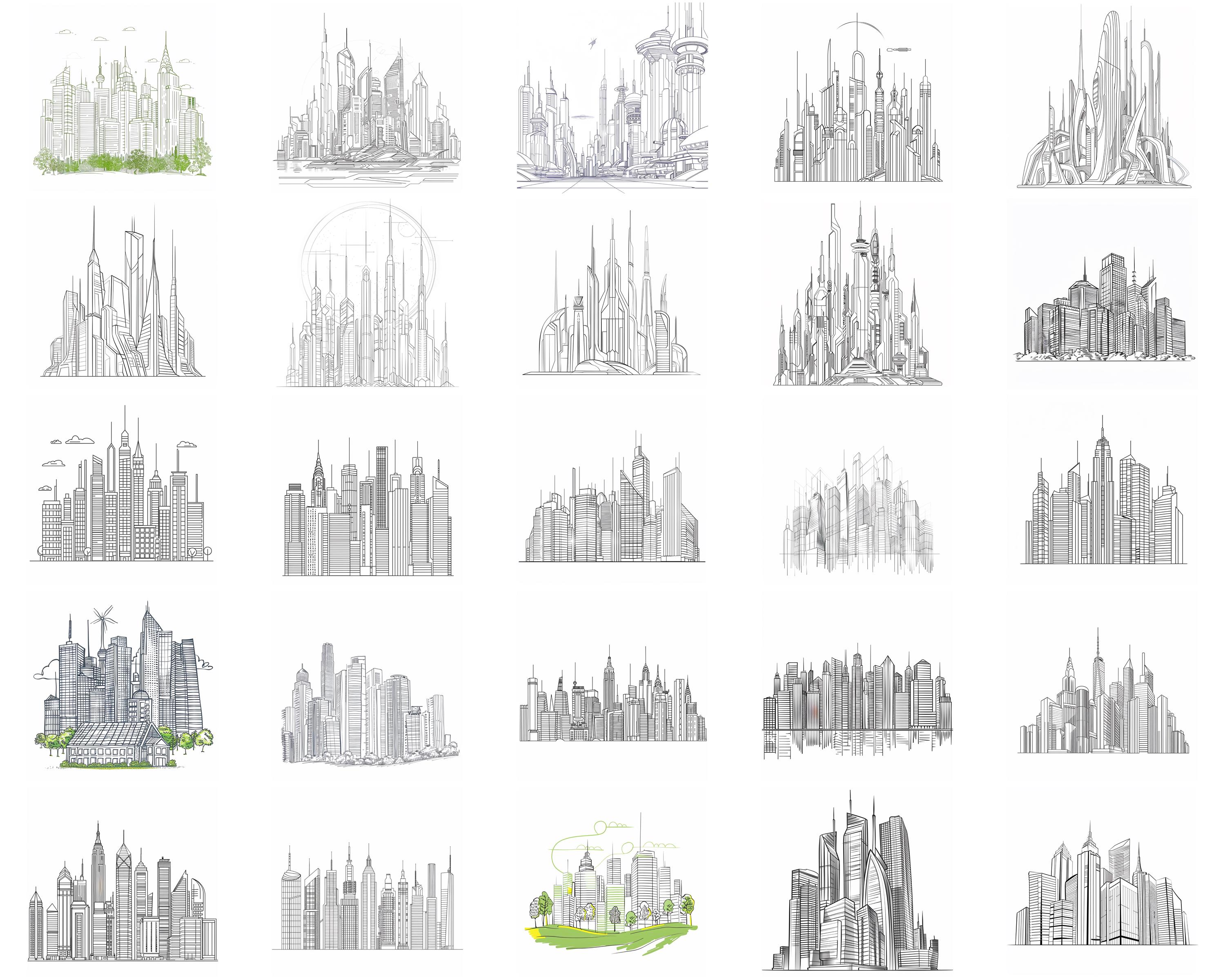 100+ Modern Skyline Procreate Brush Set | Procreate Stamp Brushes ...