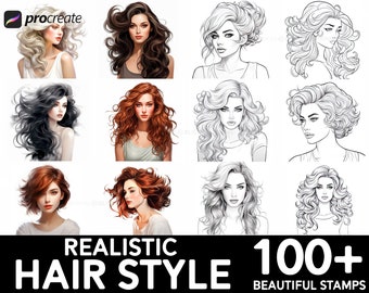 100+ Hair Procreate Brush Set | Unique Realistic Hair Stamp Brushes | Instant Digital Download