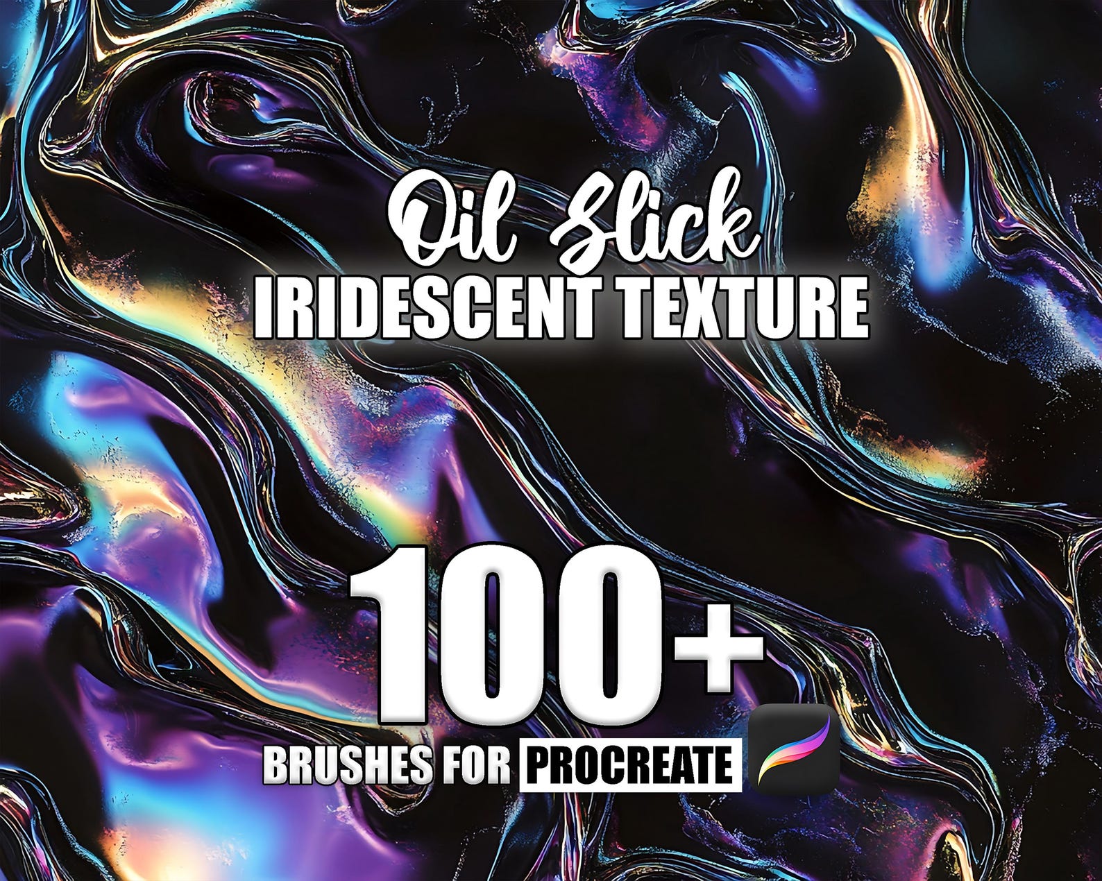 Iridescent Oil Slick Texture Procreate Brushes: Seamless Patterns ...