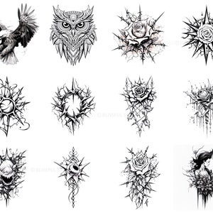 100+ New Line Tattoo Procreate Brush Set | Unique Tattoo Style Stamp ...