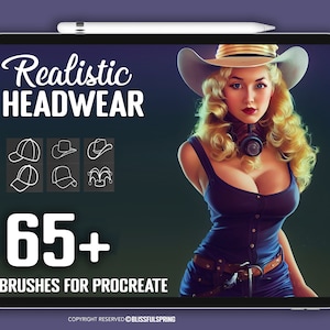 65+ Procreate Hat Stamp Brushes | Procreate Headwear Stamps | Instant Digital Download