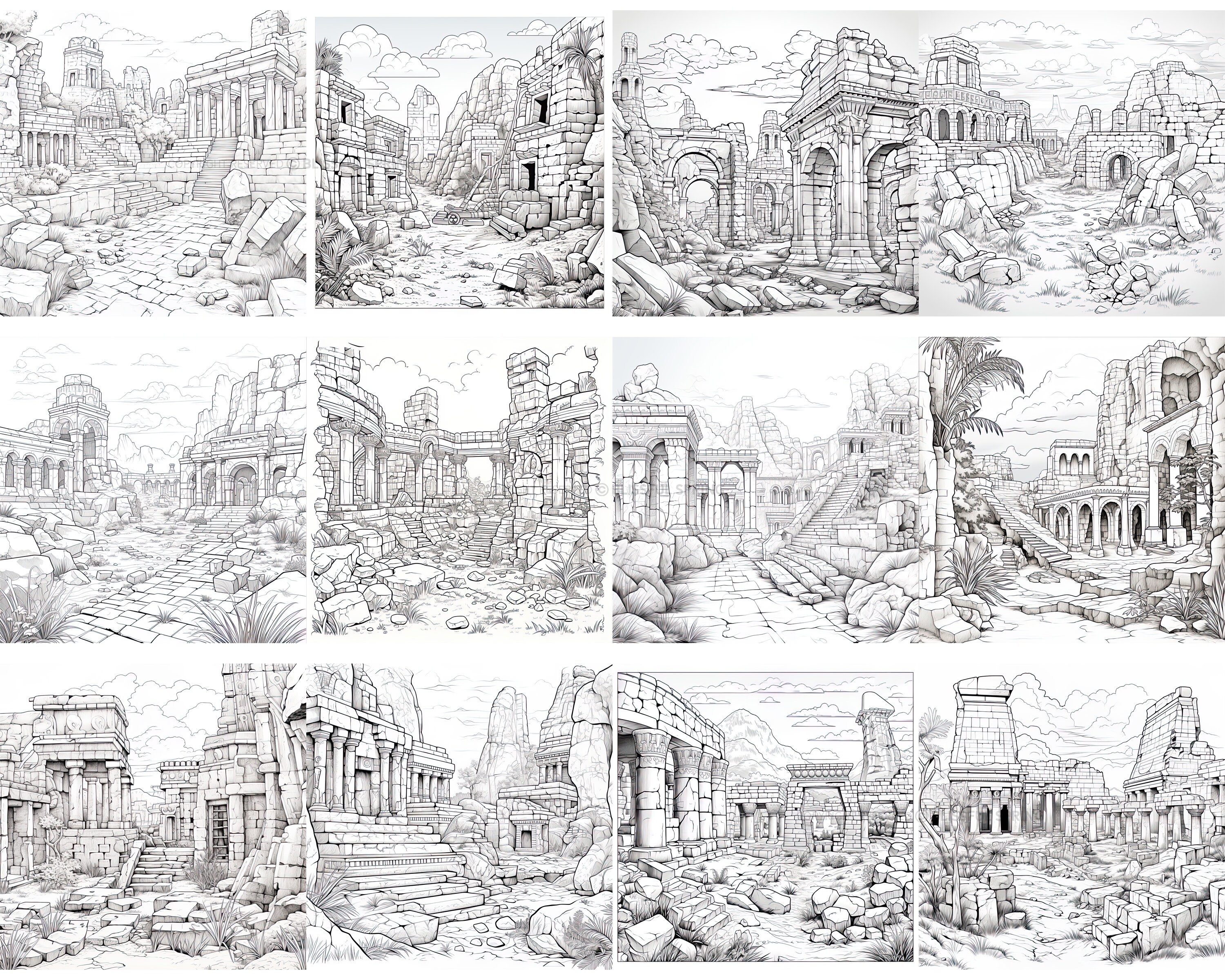 Ancient Ruins Procreate Brush Set: 100+ Unique Stamps (digital Download ...