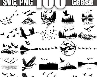 Paquete SVG de gansos voladores, juego de 100, descarga digital instantánea svg png dxf eps