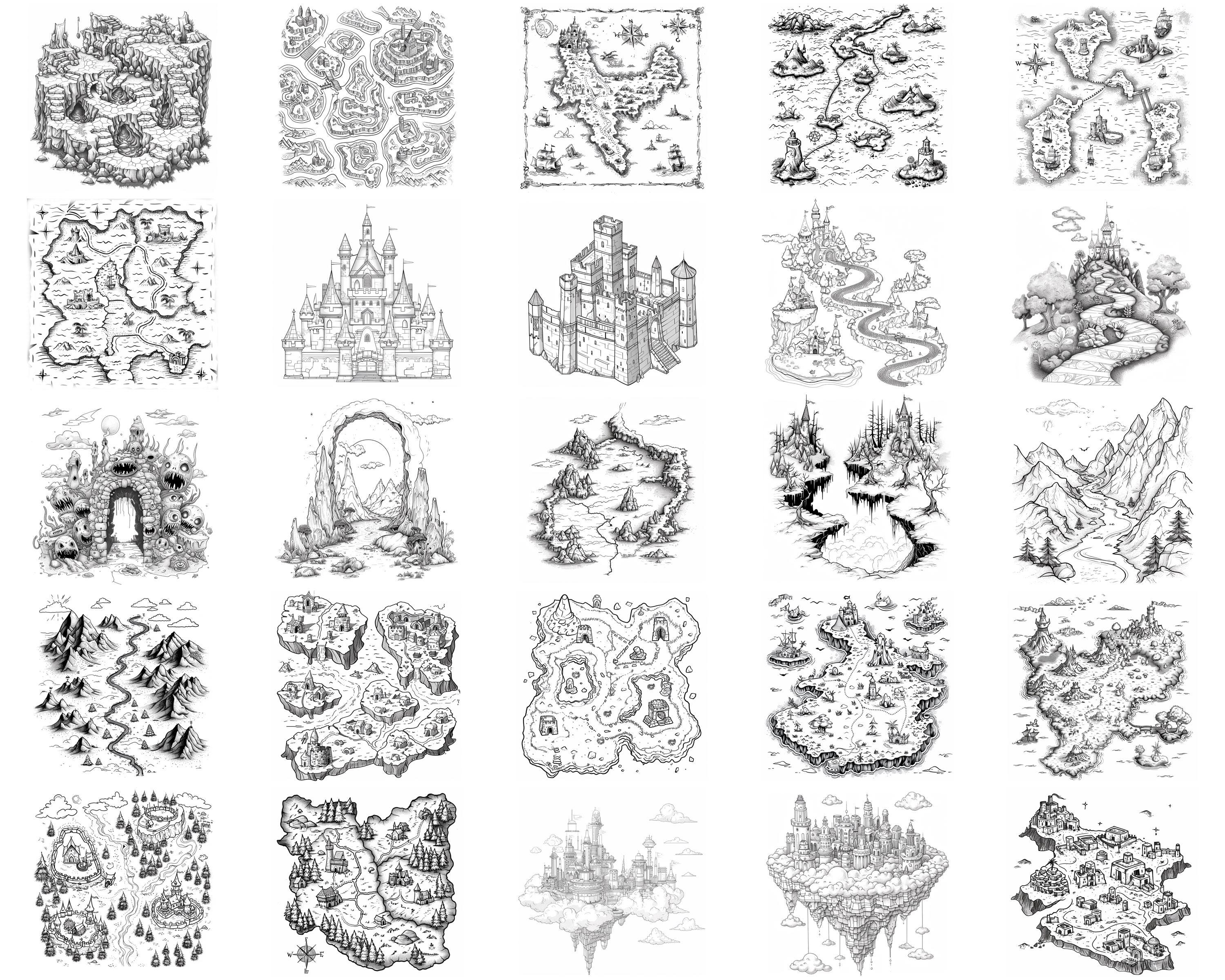 100+ Fantasy Map Procreate Brush Set | Procreate Stamp Brushes ...