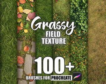 Grassy Field Texture Procreate Brushes: 100+ Seamless Pattern Brush Set (Instant Download)
