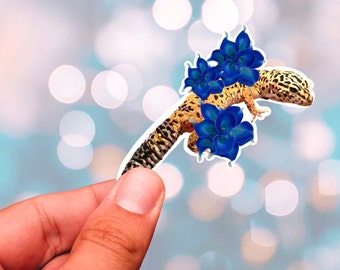 Sticker léopard gecko fleuri