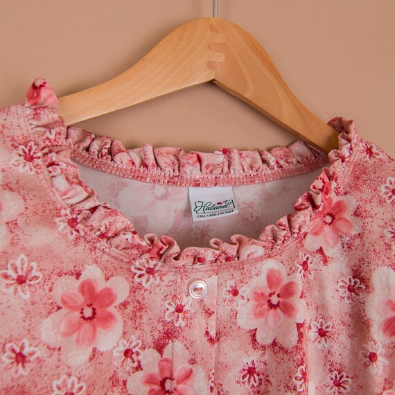 Vintage Floral Ruffle Pink High Neck Ruffle Blous… - image 7