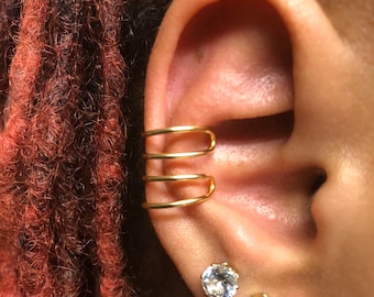 Juego de aretes de oro: sin perforaciones, aretes de alambre ajustables