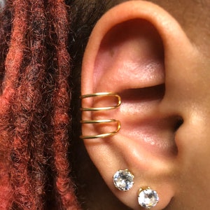 Gold Ear Cuff Set: No Piercing, Adjustable Wire Earring