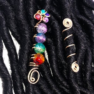 Gold Chakra Loc Jewelry Set: Handmade Hair Accessories, Braid Charms