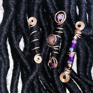 Gold 3er Lok Schmuckset: Handgefertigter Dreadlock Haarschmuck