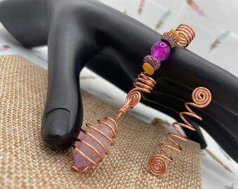 Copper 2pc loc jewelry set, Space jewelry, Loc accessories, Dreadloc Jewelry, Hair Jewelry Set