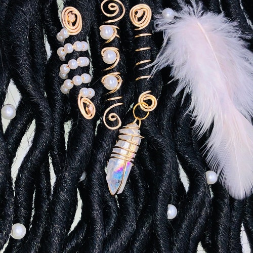 Gold 3pc Loc Jewelry Pearl Jewelry Set Loc Jewelry Set Hair Etsy