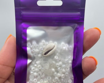 Snow White Loc Sprinkles Kit, Seashell Bead, Hair Jewelry