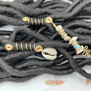 Gold Loc Jewelry Set: Seashell Hair Accessories, Dreadlock Jewelry