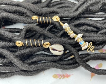 Gold Loc Jewelry Set: Seashell Hair Accessories, Dreadlock Jewelry