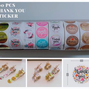 Buy 2 get 1 free (random) 100 pcs Thank you sticker roll design 1 inch round for packaging, scrapbooking, gift decoration, Label sticker