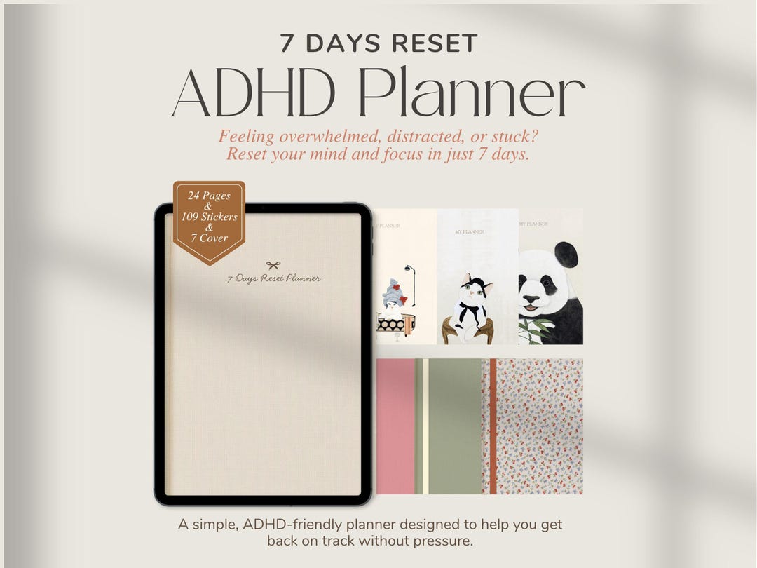ADHD Planner | 7 Day Reset Planner, Digital Download, iPad Planner ...