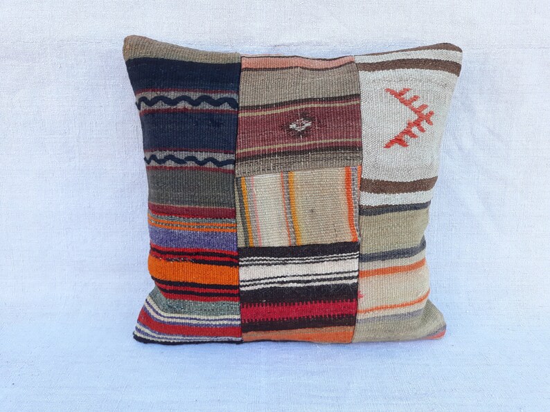 Bedroom Pillow Cover Handmade Kilim cover Boho Kilim Pillow 43cmx43cm Cushion Cover Kilim Pillow 17 X 17 gift pillow cover