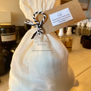 Organic Wool Dryer Balls + Organic Lavender Set I Laundry Supplies I Eco-Friendly I Sensitive Skin | Vegan Oil