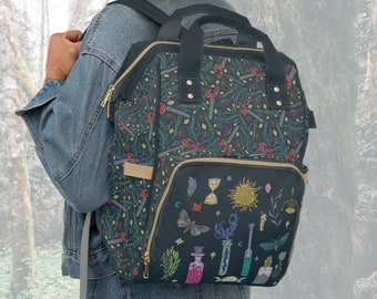 Alchemist Diaper Backpack – Dark Cottagecore Witchy Travel Bag