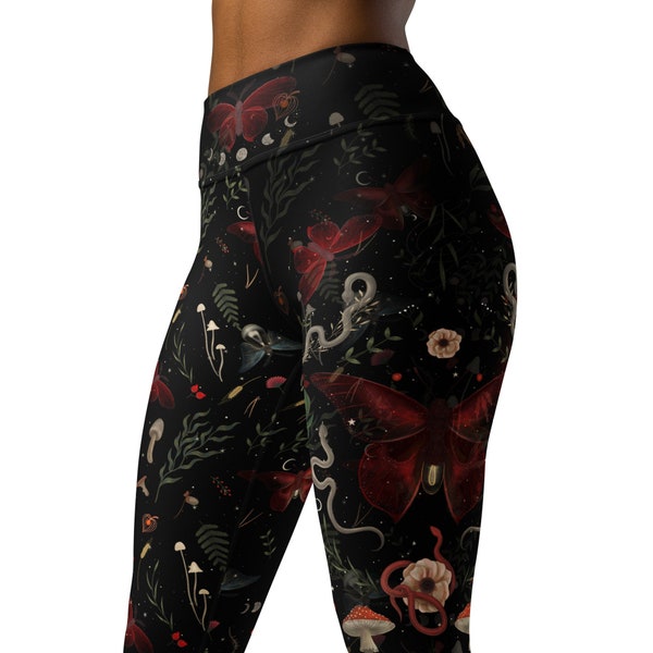 Leggings de ioga Mystic Forest – Estampa Cottagecore de mariposas e cogumelos