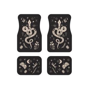 Make Your Own Magic - Car Floor Mats | Snake & Moth/Butterfly | Celestial Symbols, Mystical Witchy Boho Women/Girls Car Accessories