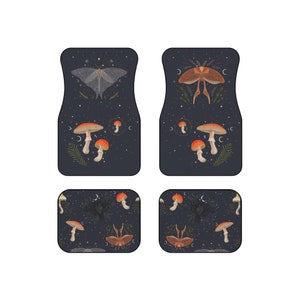 Moth & Mushroom Car Floor Mats – Boho Cottagecore Style