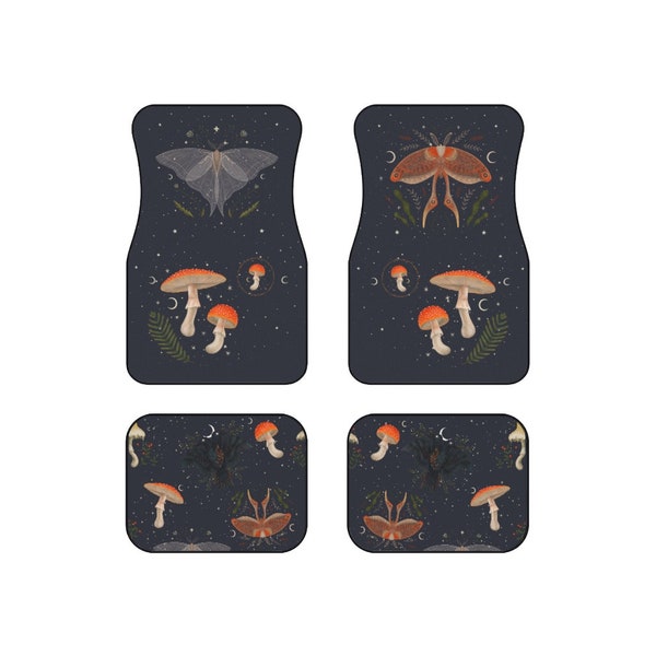 Moth & Mushroom Car Floor Mats – Boho Cottagecore Style