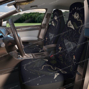 Nuit Magique - Housses de siège d&#39;auto | Accessoires de voiture Dark Forestcore/Cottagecore/Academia Moth Raven | Housses de siège pour filles/femmes pour véhicules