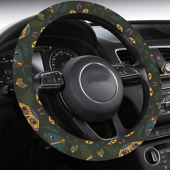 Happy Hippie Steering Wheel Cover Boho Modern & Retro 70s Hippie Car