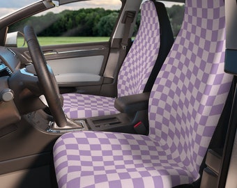 Purple Checkered Car Seat Covers – Y2K Retro Danish Pastel Accessories