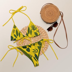 Sunny Safari String Bikini | Cute Aesthetic Recycled Swimwear Plus Size 2XS-6XL | Bachelorette Girls Trip Gift | Bright Swim Suit Women